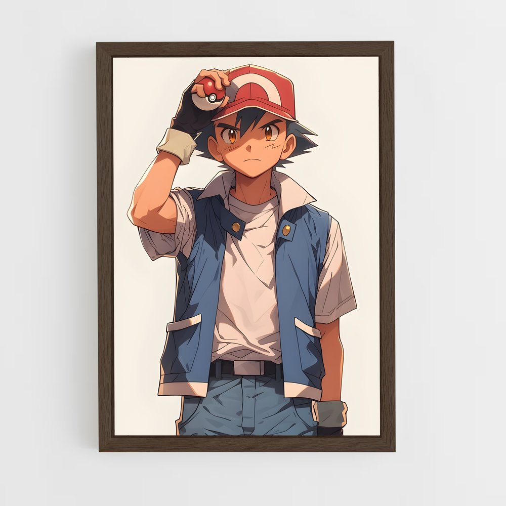 ap-ash ketchum-2 cadre Bois foncé