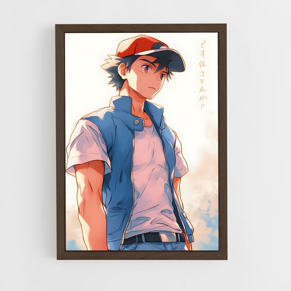 ap-ash ketchum-3 cadre Bois foncé