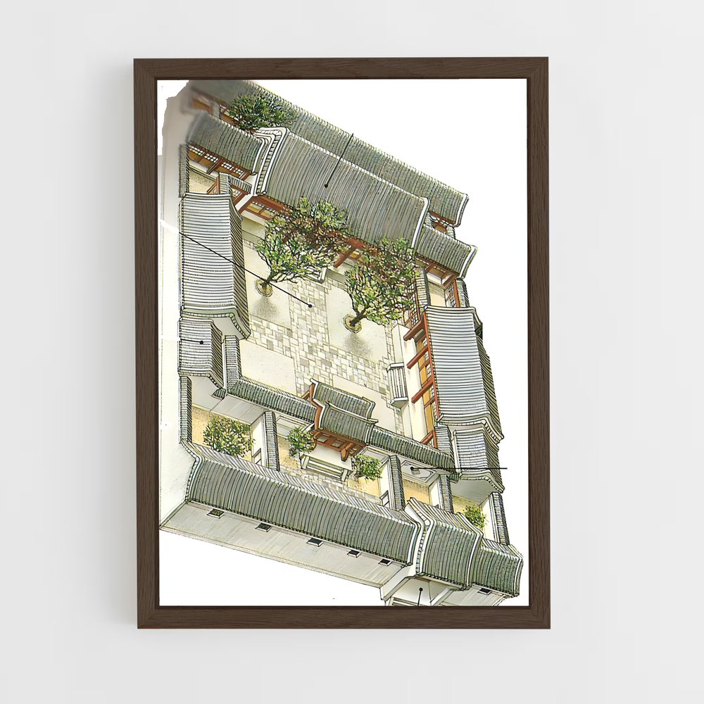 ap-chinese traditional architecture-4 cadre Bois foncé