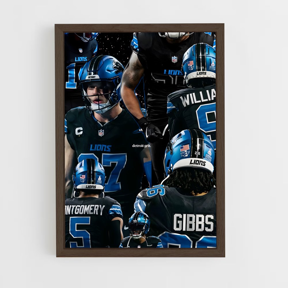 ap-detroit lions-5 cadre Bois foncé