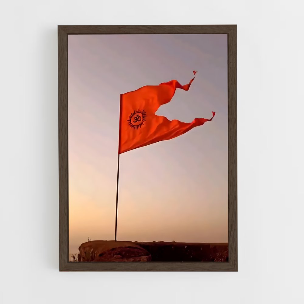 ap-hindu flag-3 cadre Bois foncé