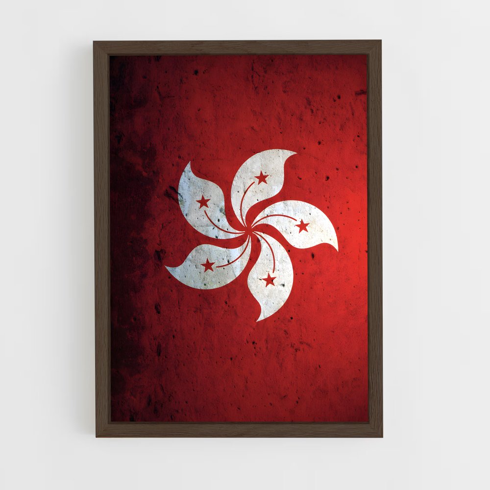 ap-hong kong flag-3 cadre Bois foncé