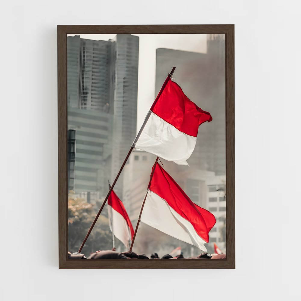 ap-indonesia flag-3 cadre Bois foncé