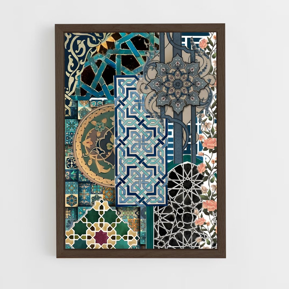 ap-islamic tiles-2 cadre Bois foncé