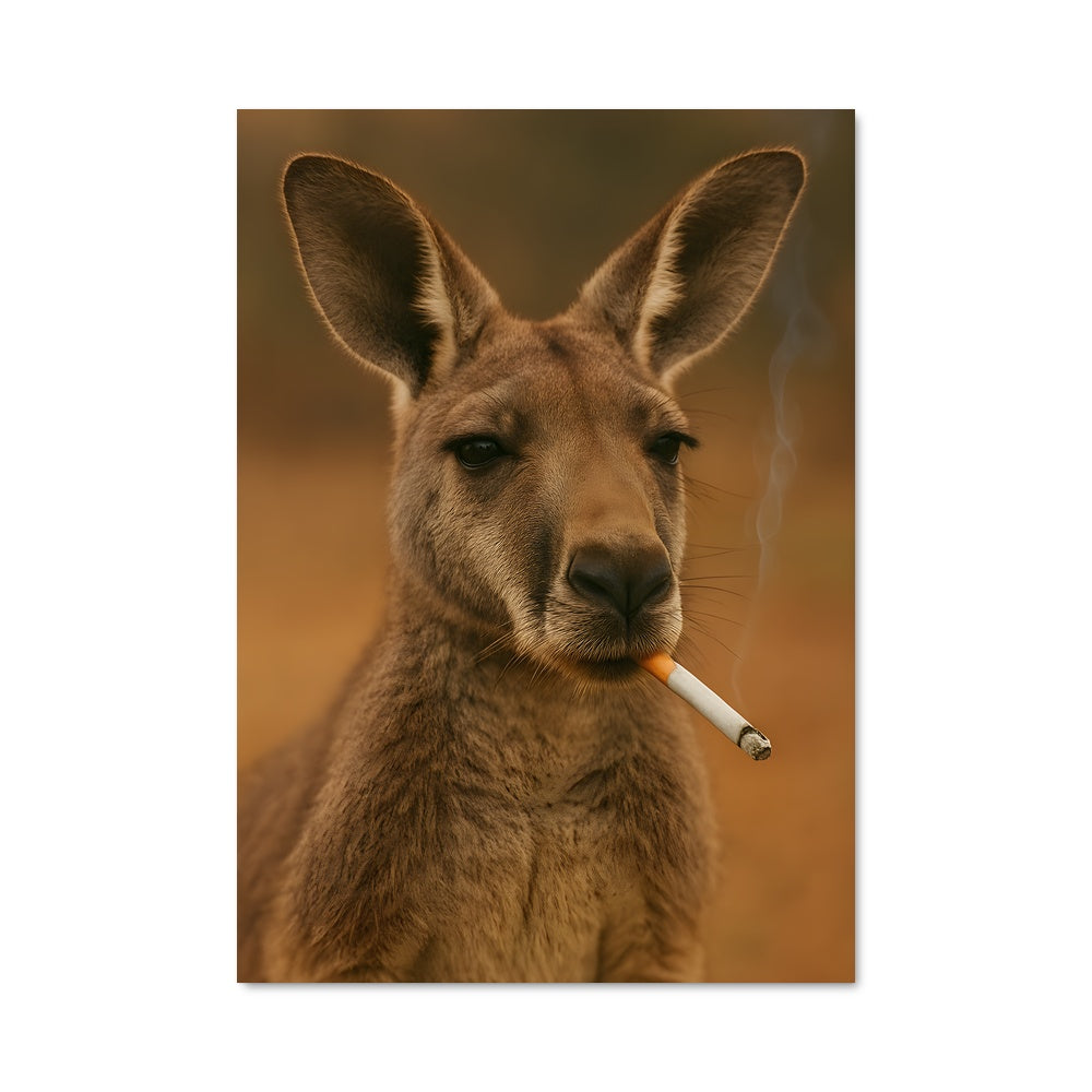 Poster Kangourou Fumeur