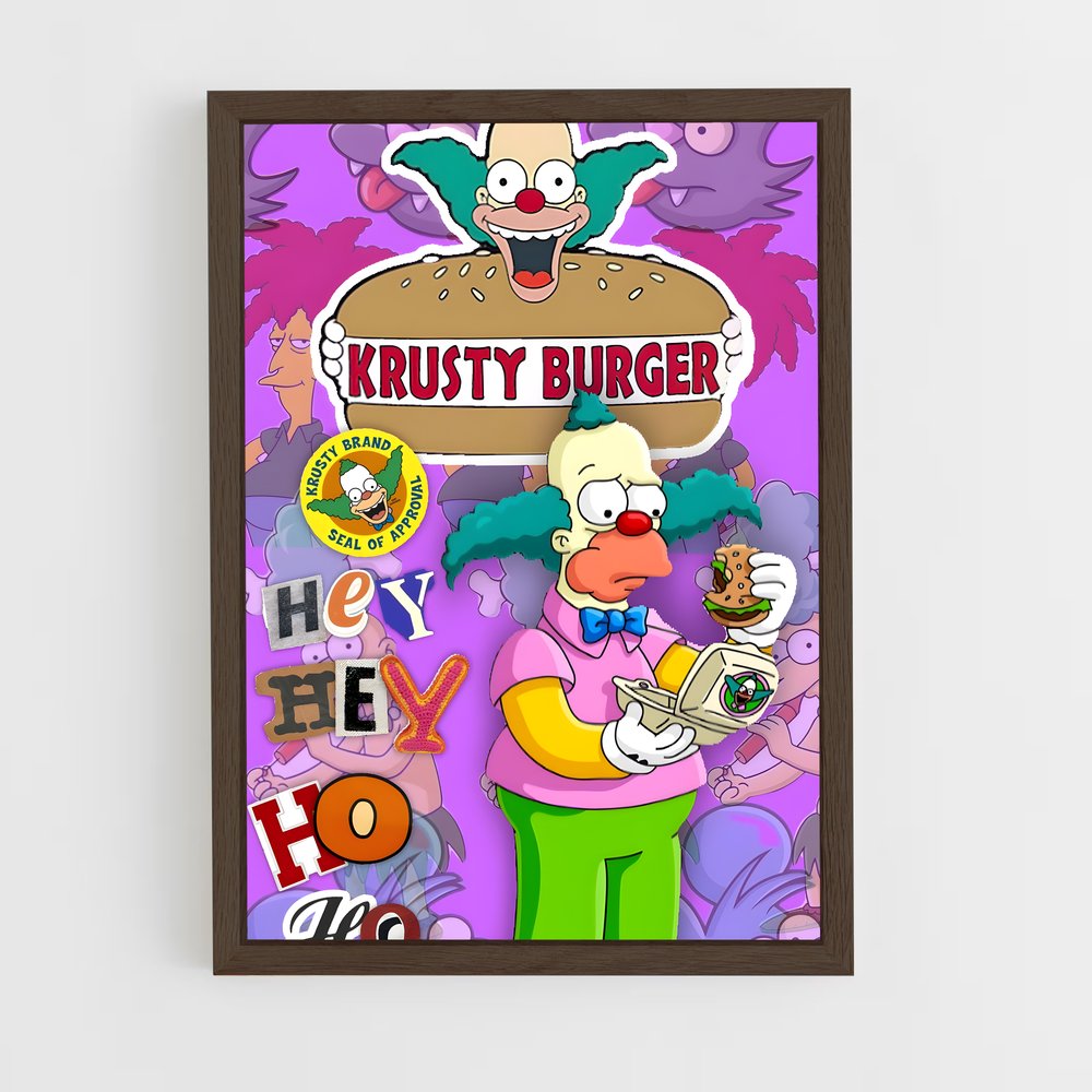 ap-krusty the clown-4 cadre Bois foncé