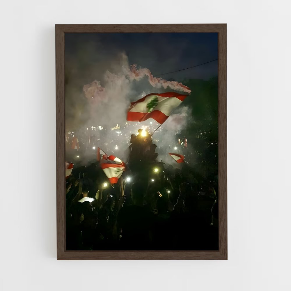 ap-lebanon flag-3 cadre Bois foncé