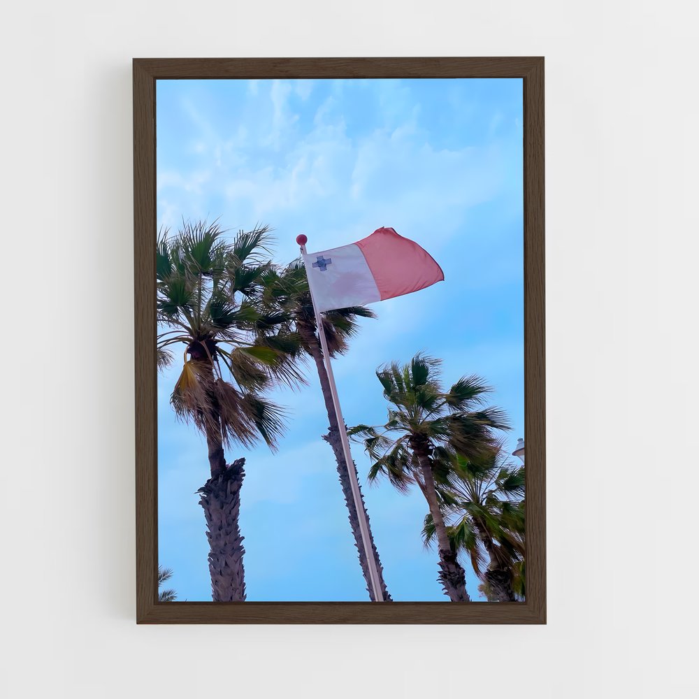 ap-malta flag-2 cadre Bois foncé
