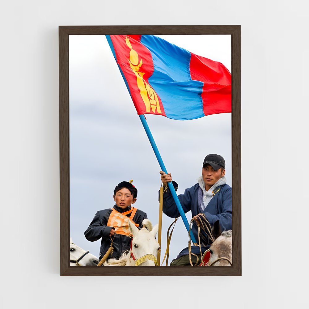 ap-mongolia flag-1 cadre Bois foncé