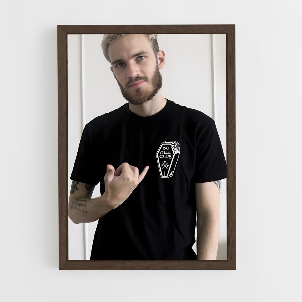 ap-pewdiepie-4 cadre Bois foncé