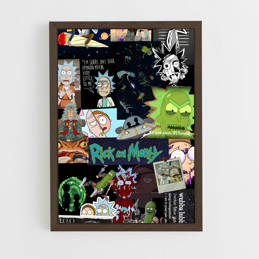 ap-rick and morty-5 cadre Bois foncé