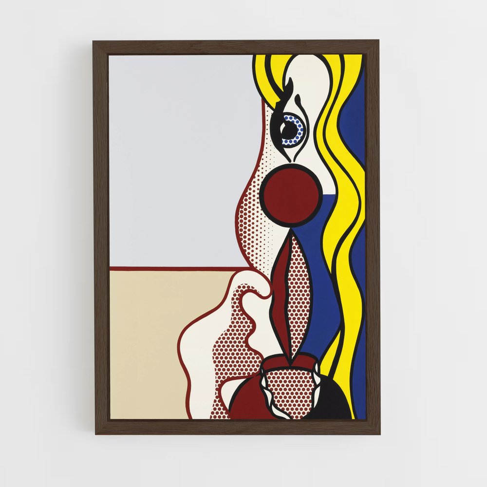 ap-roy lichtenstein-5 cadre Bois foncé