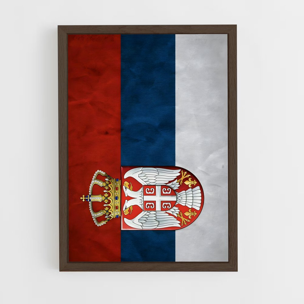 ap-serbia flag-4 cadre Bois foncé