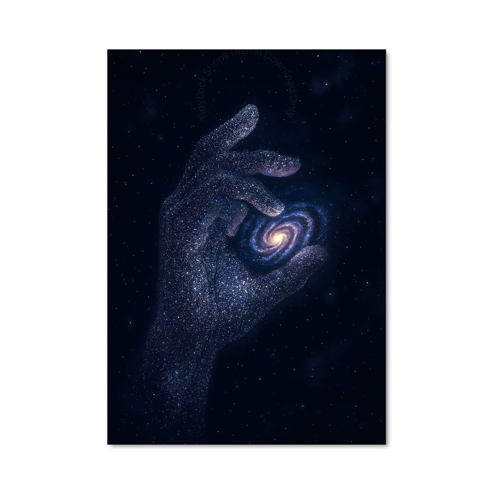 Poster Galaxie entre les Doigts