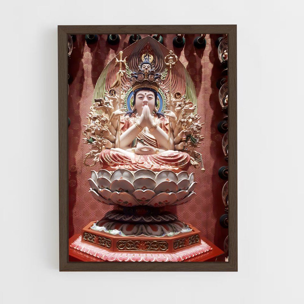 ap-thousand arm buddha-6 cadre Bois foncé