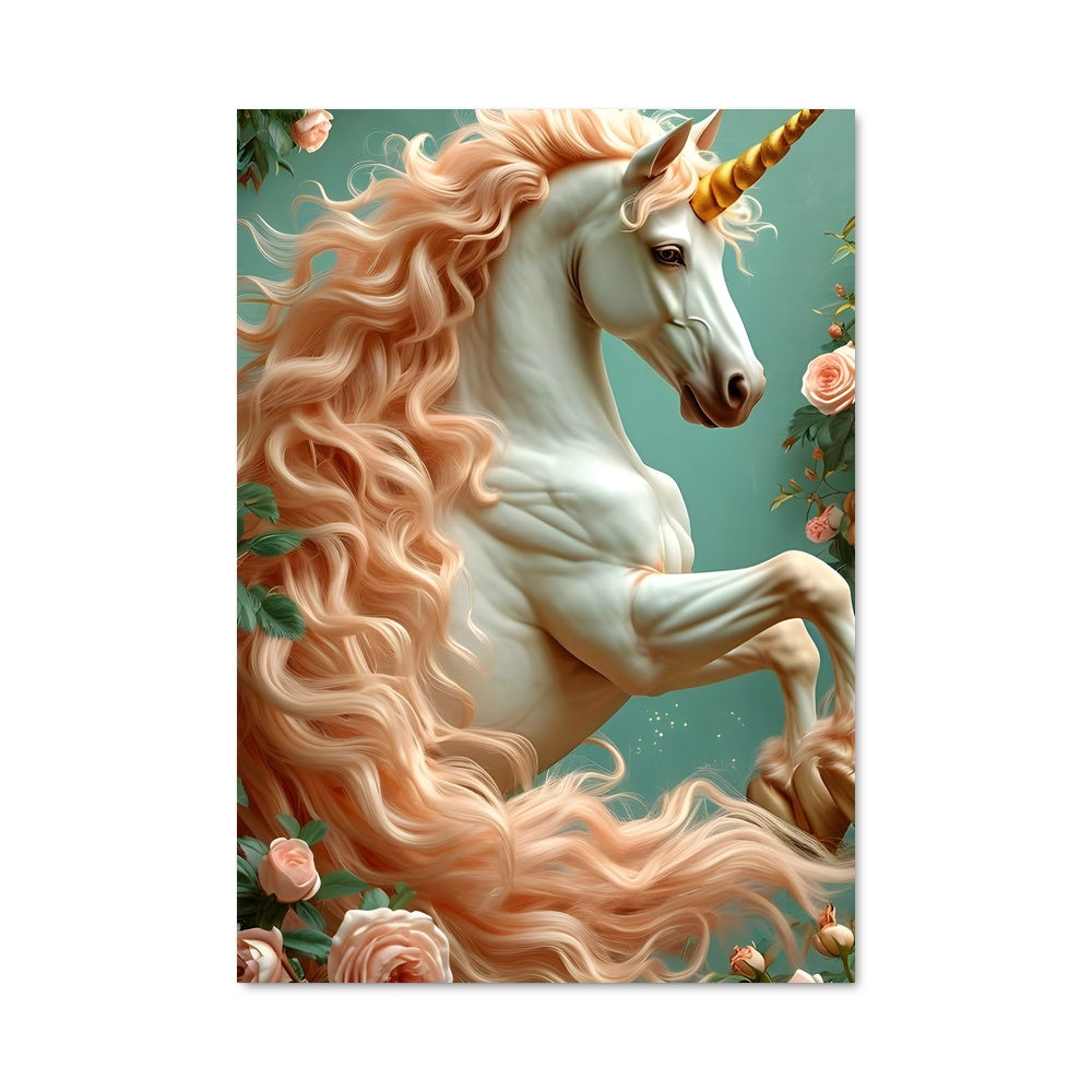 Poster Licorne et Roses