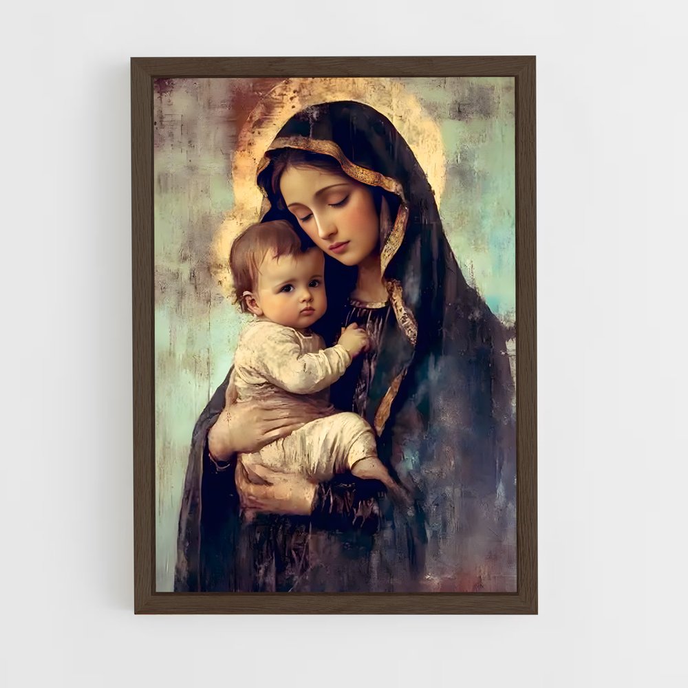ap-virgin mary-5 cadre Bois foncé