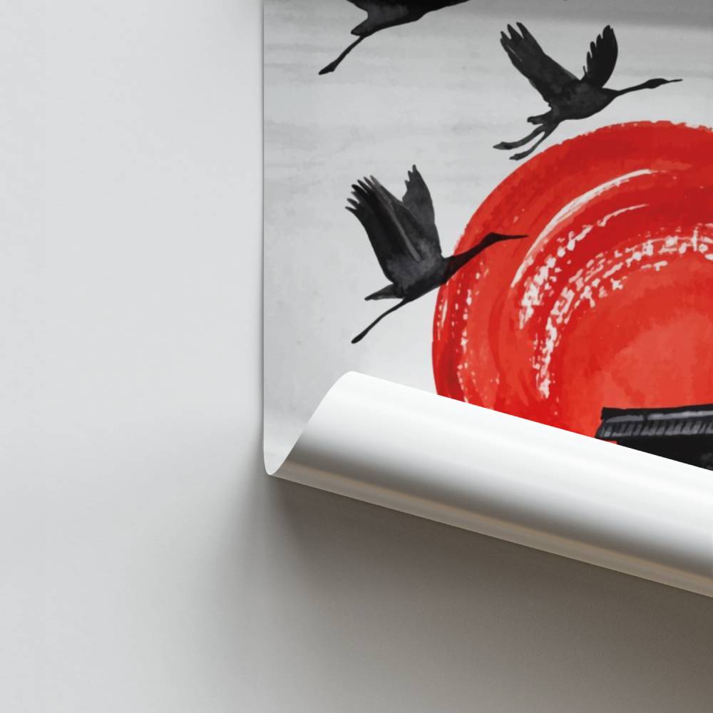 Poster Soleil Levant sur Fuji