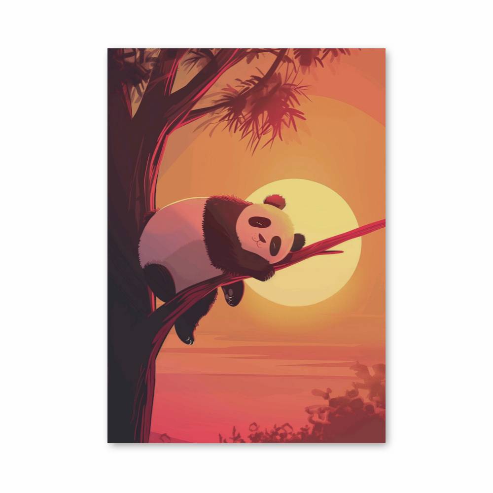 Poster Panda Coucher de Soleil