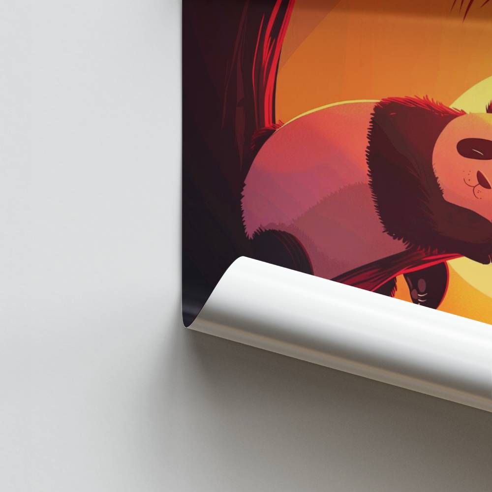 Póster Panda puesta de sol
