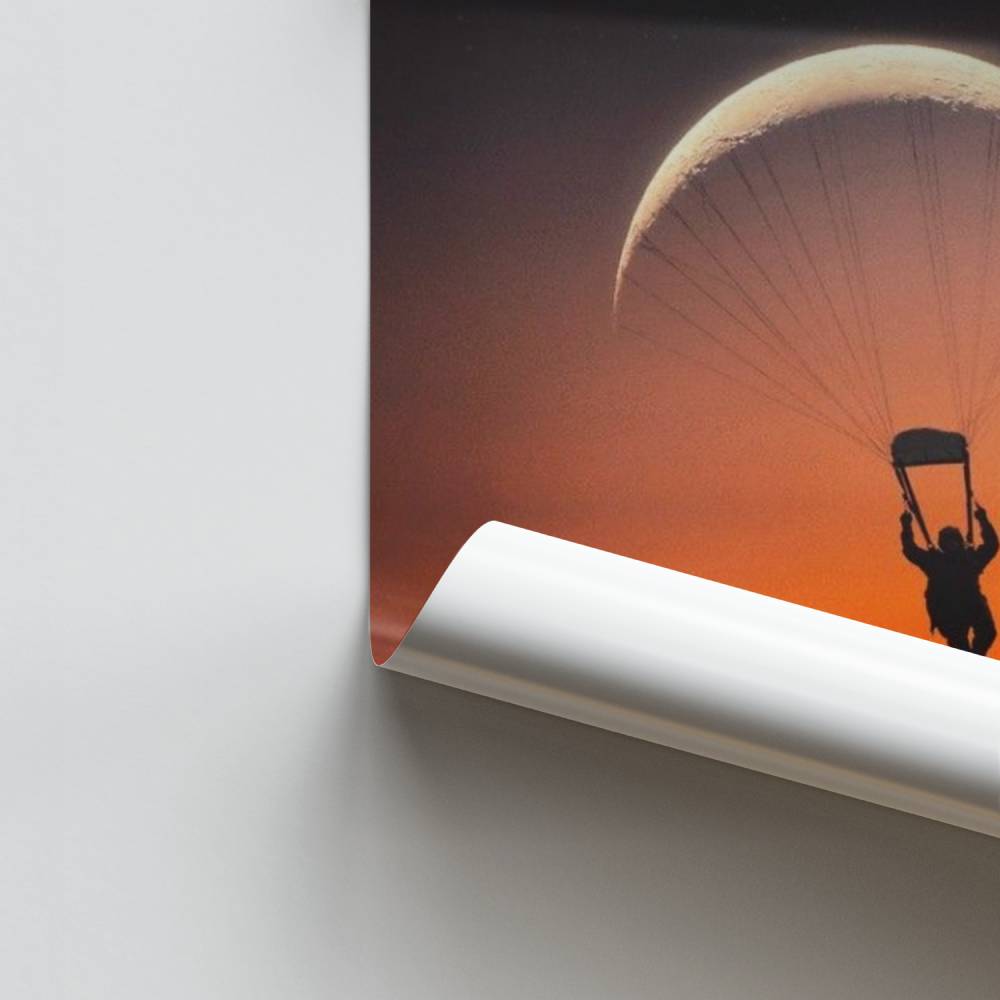 Póster Parapente al atardecer