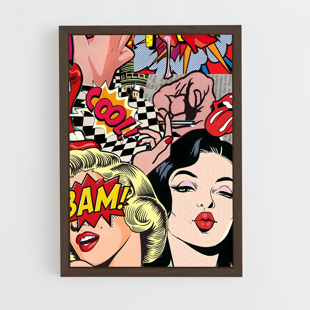 pop-art-9 cadre Bois foncé