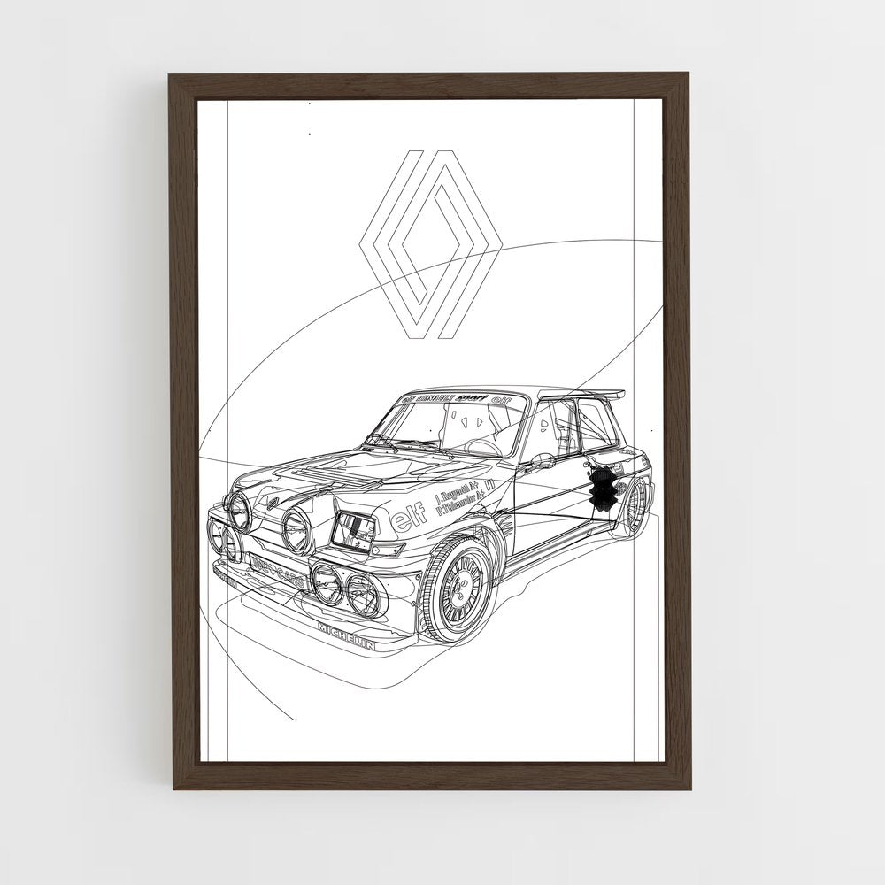 renault-12 cadre Bois foncé