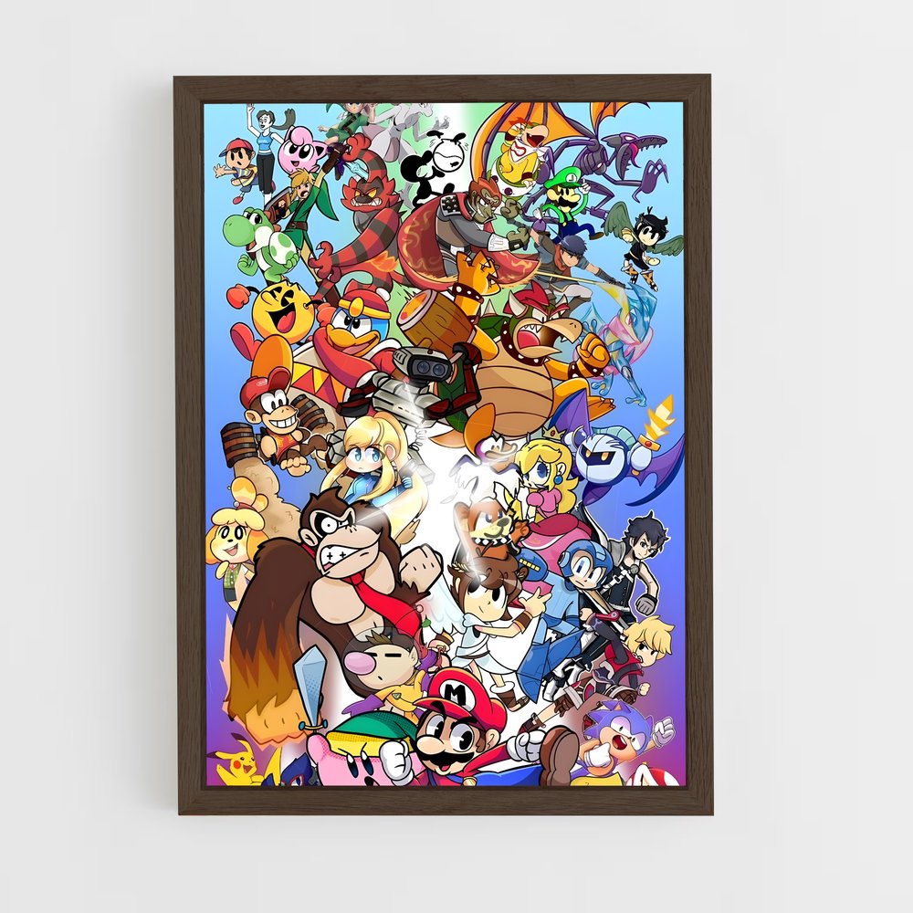 super-smash-bros-11 cadre Bois foncé