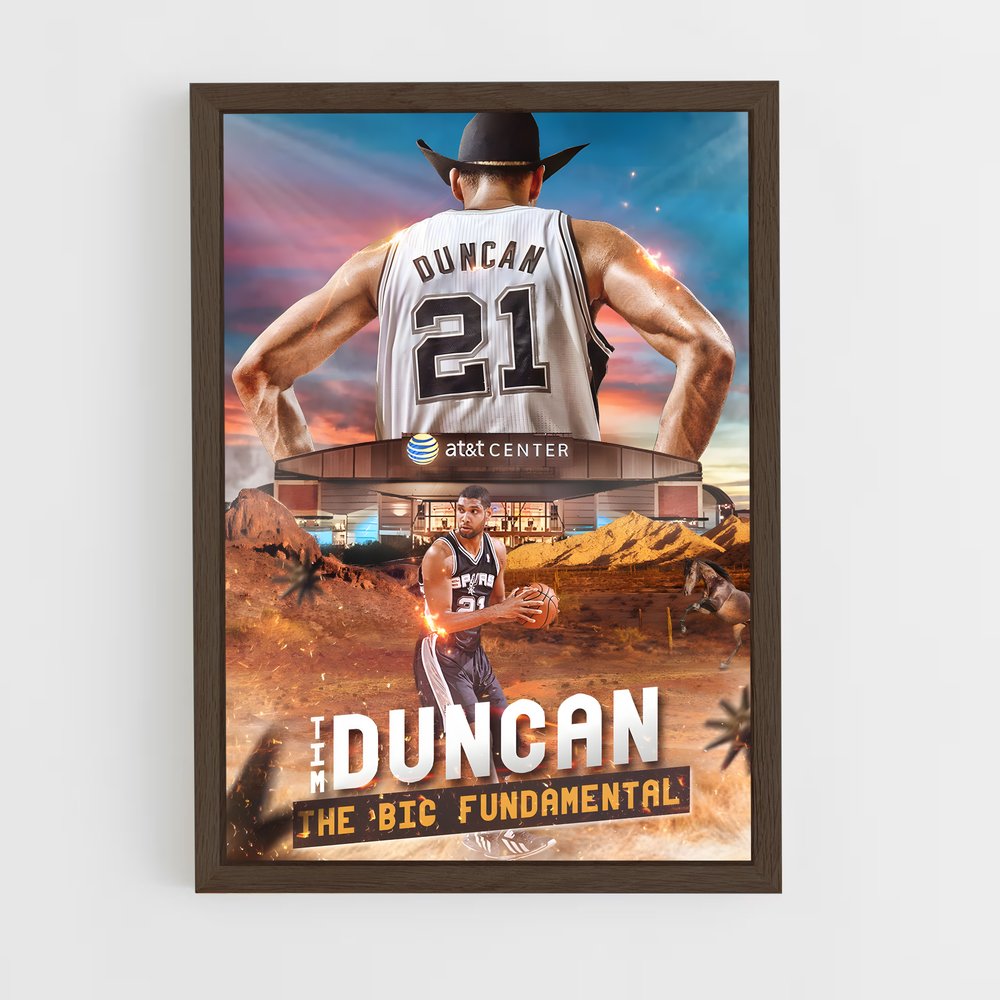 tim-duncan-9 cadre Bois foncé