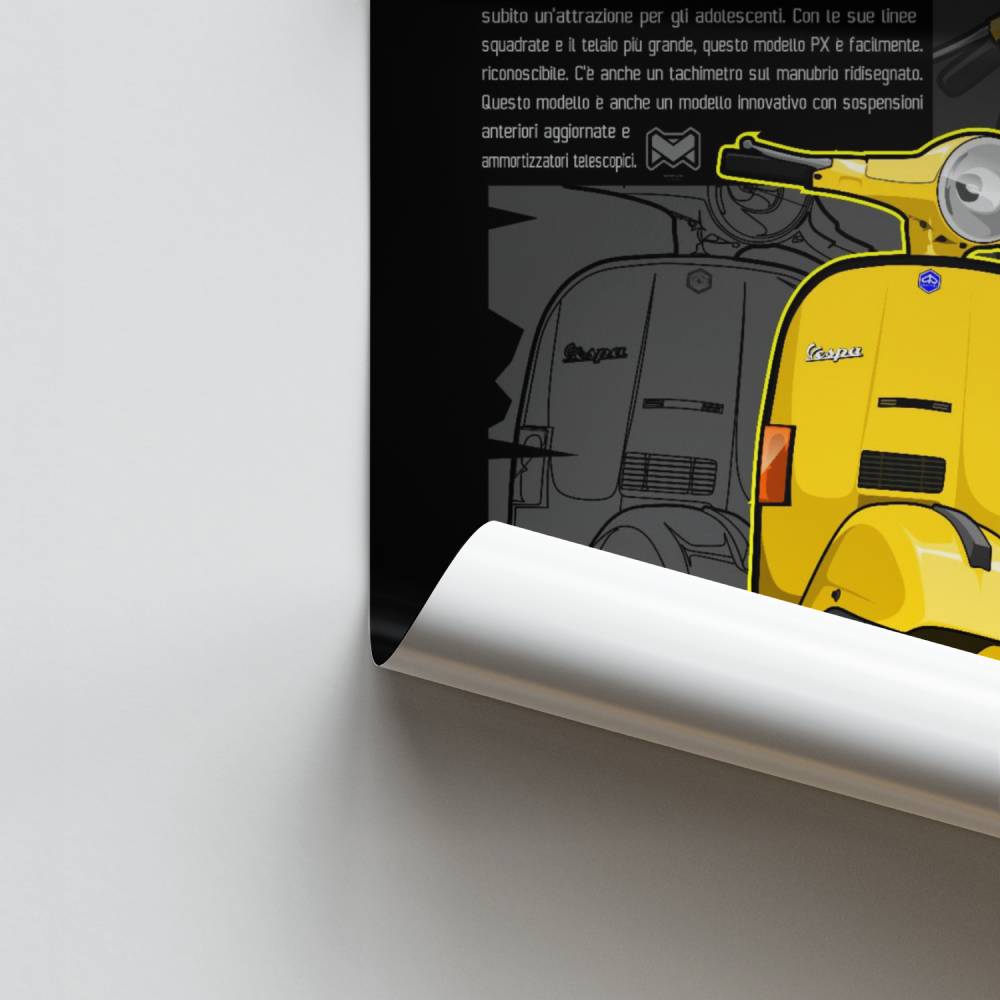 Vespa amarilla vintage Póster