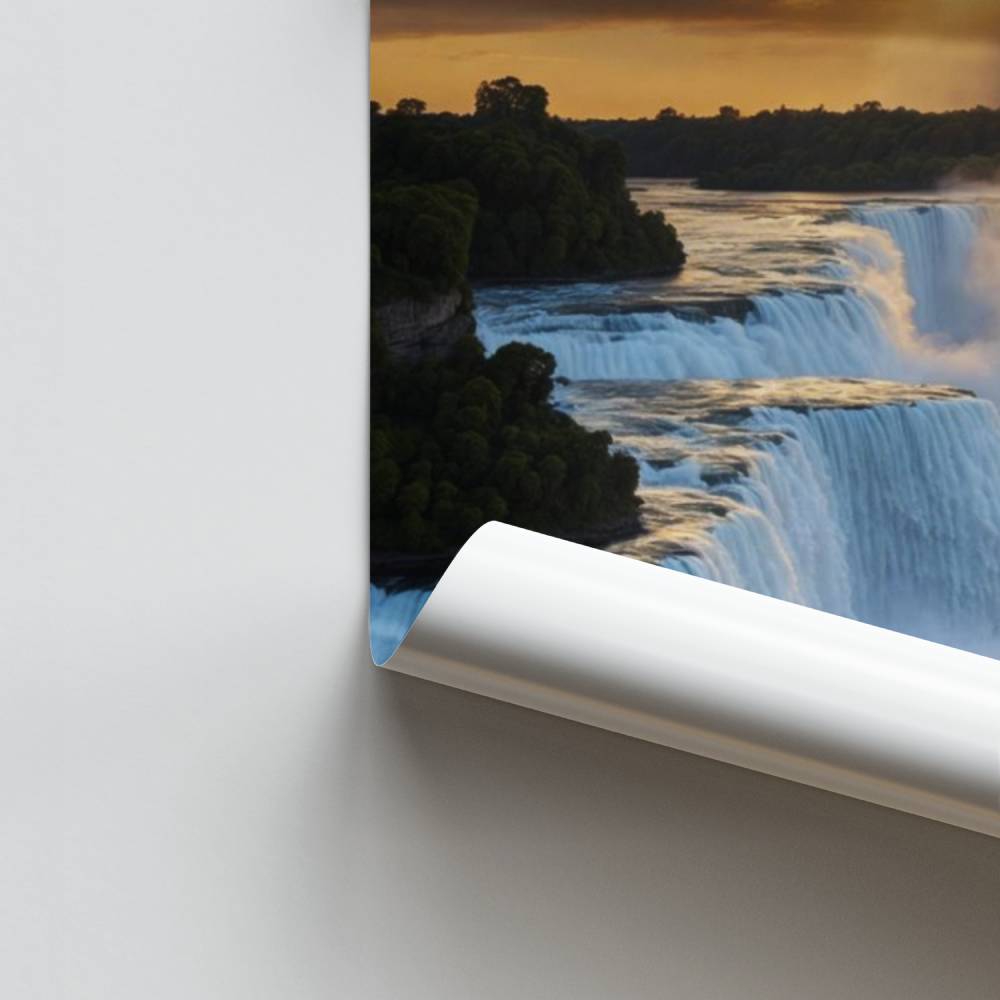 Cascada crepuscular Póster