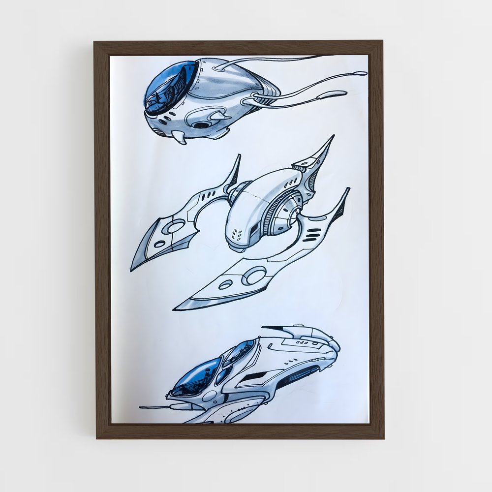 ap-alien spaceship-6 cadre Bois foncé