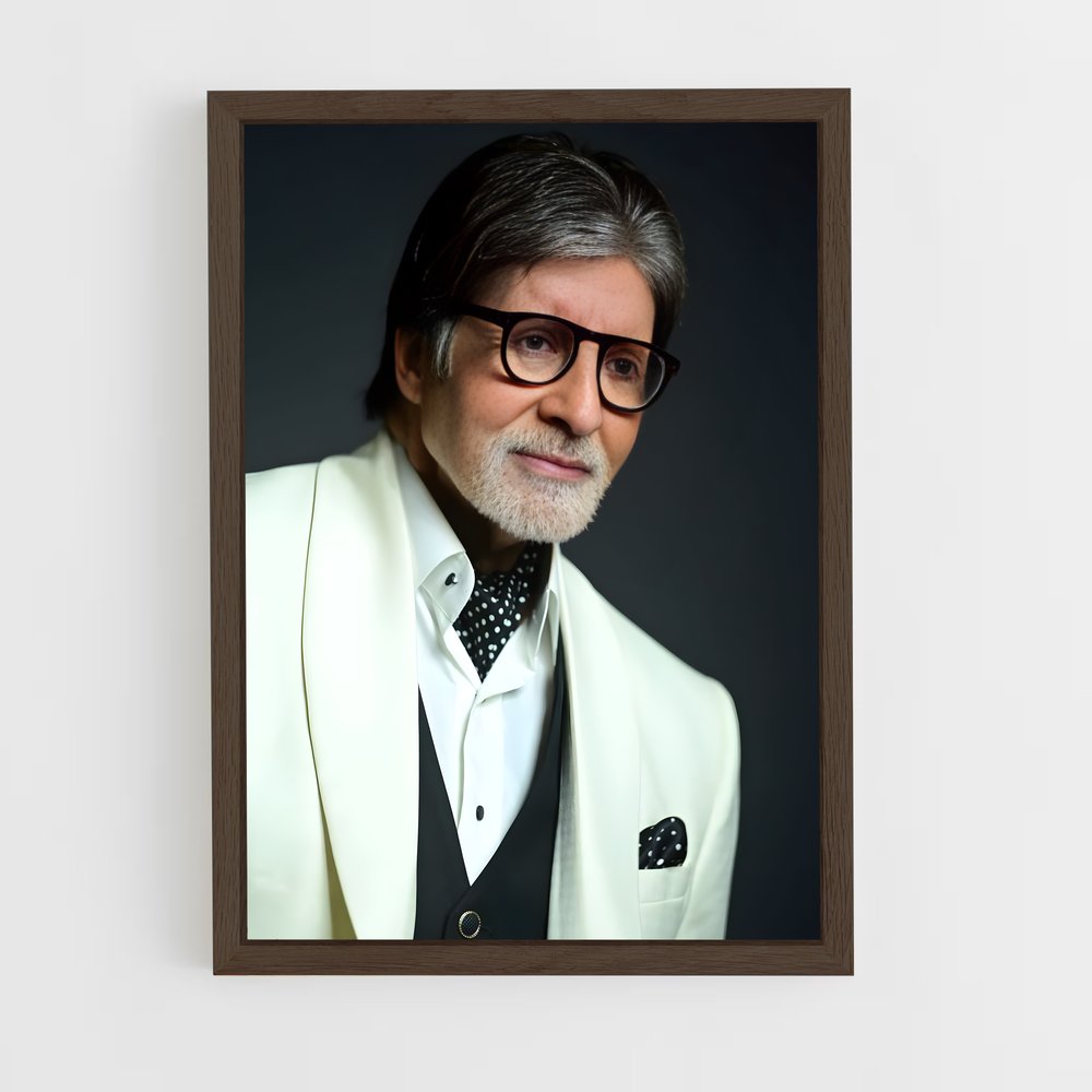 ap-amitabh bachchan-8 cadre Bois foncé