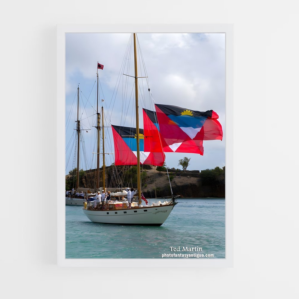 ap-antigua and barbuda flag-1 cadre Blanc