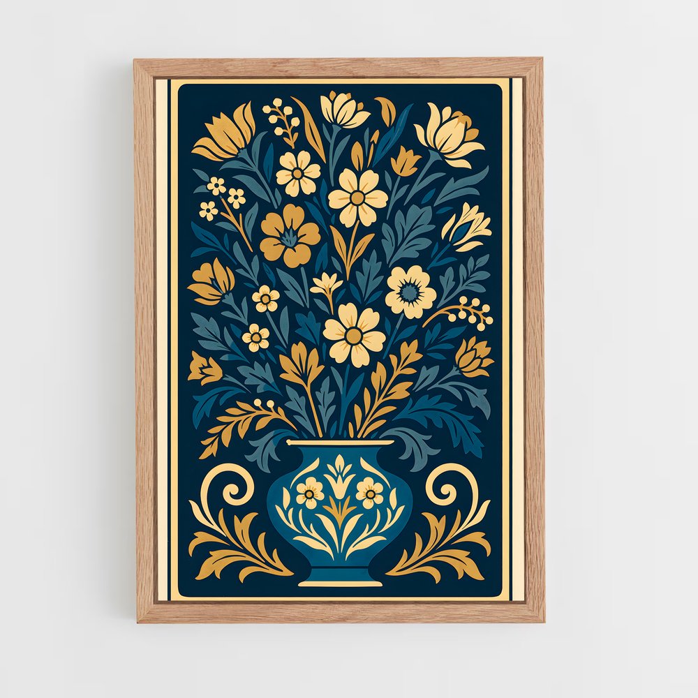 ap-art nouveau florals-5 cadre Bois clair