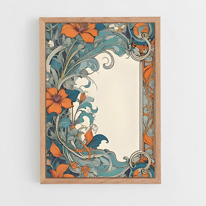ap-art nouveau florals-7 cadre Bois clair