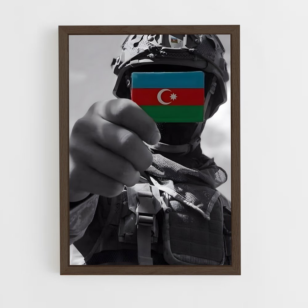 ap-azerbaijan flag-5 cadre Bois foncé
