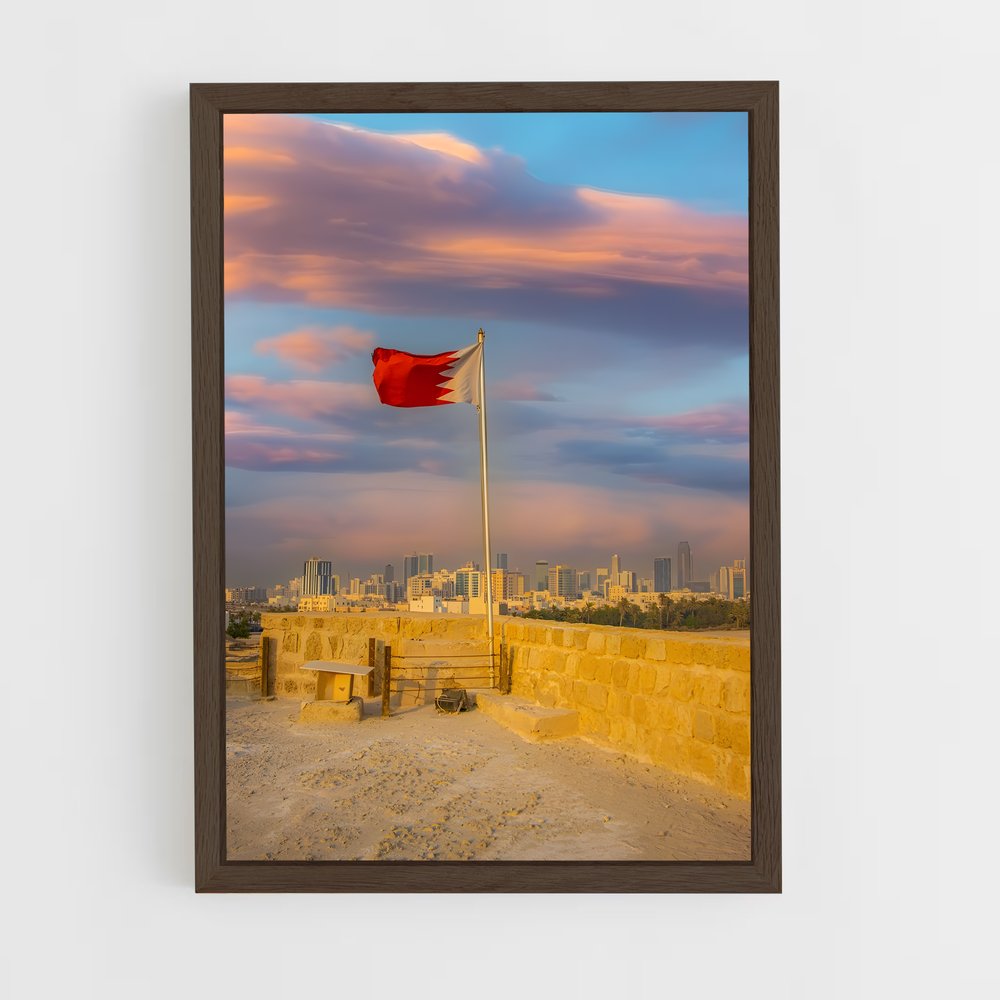 ap-bahrain flag-3 cadre Bois foncé