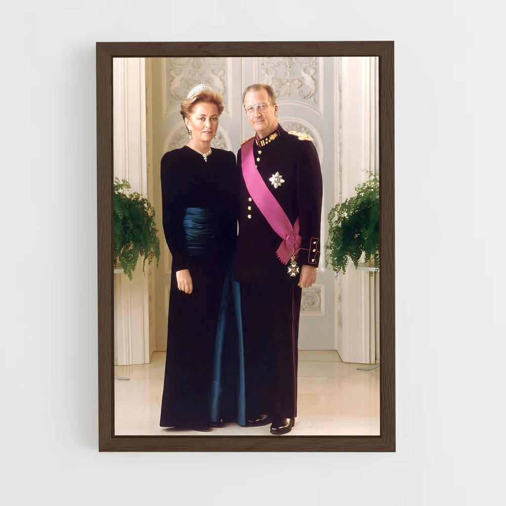 ap-belgian royal family-5 cadre Bois foncé