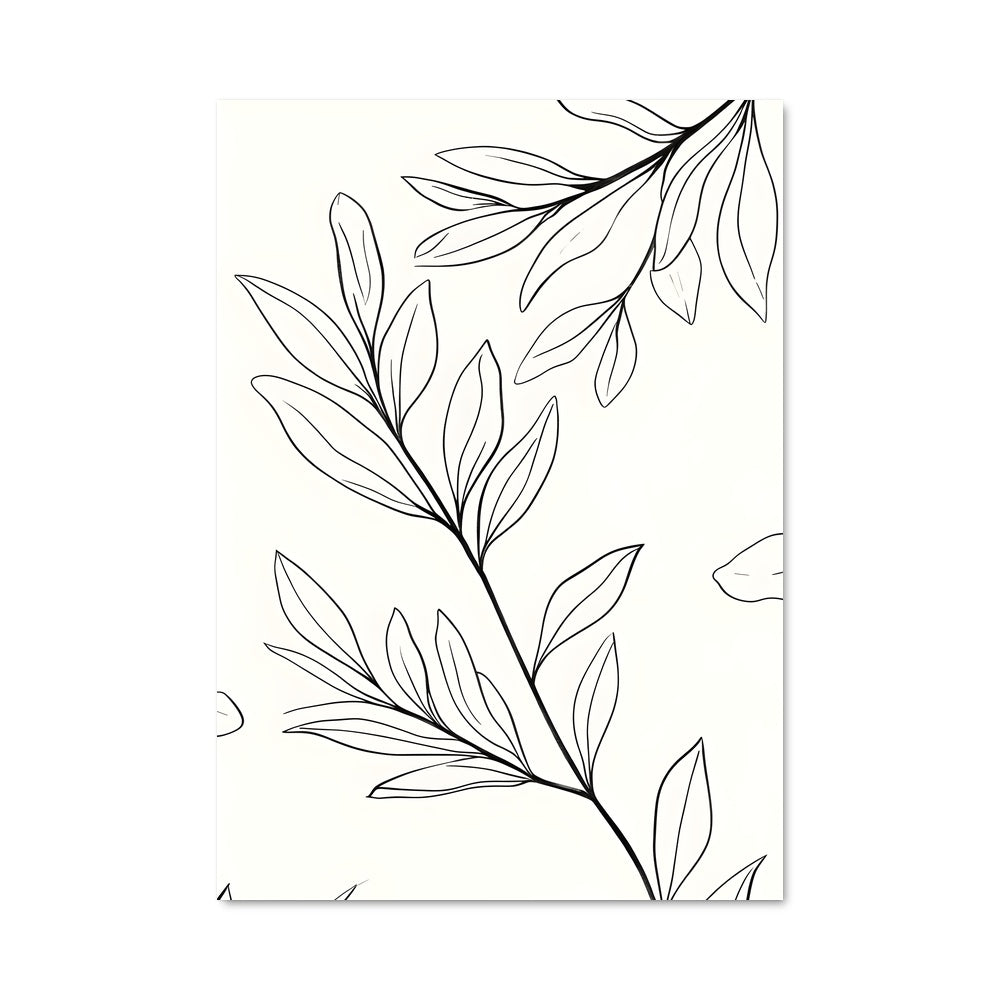 Poster Feuillage Noir et Blanc