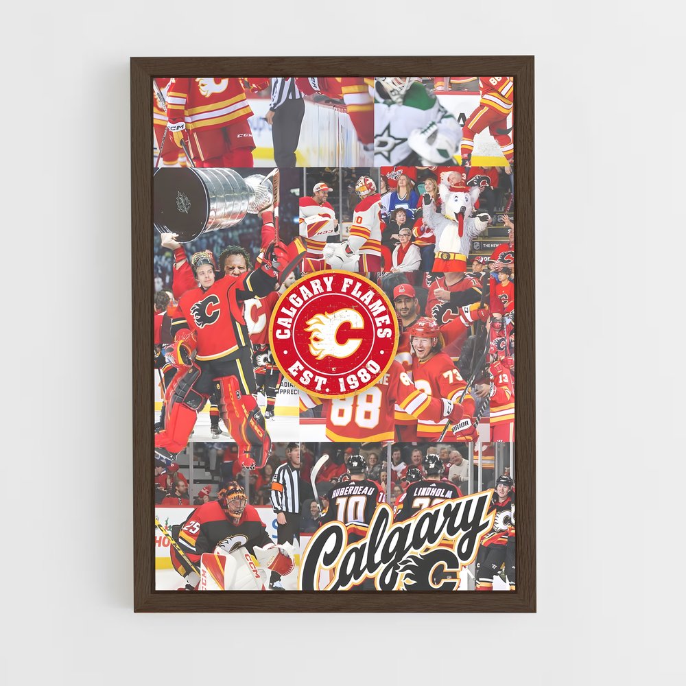 ap-calgary flames-1 cadre Bois foncé