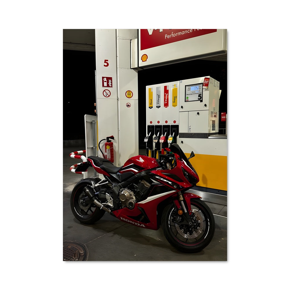 Poster Moto Rouge au Pétrole