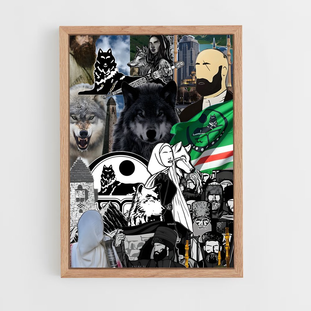 ap-chechnya flag-4 cadre Bois clair