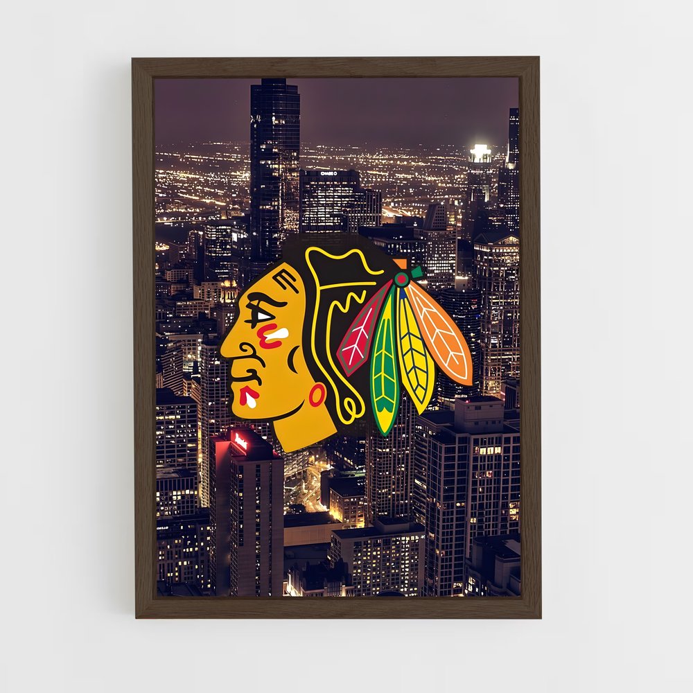 ap-chicago blackhawks-4 cadre Bois foncé