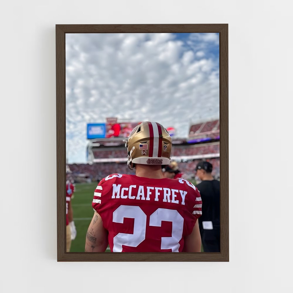 ap-christian mccaffrey-4 cadre Bois foncé