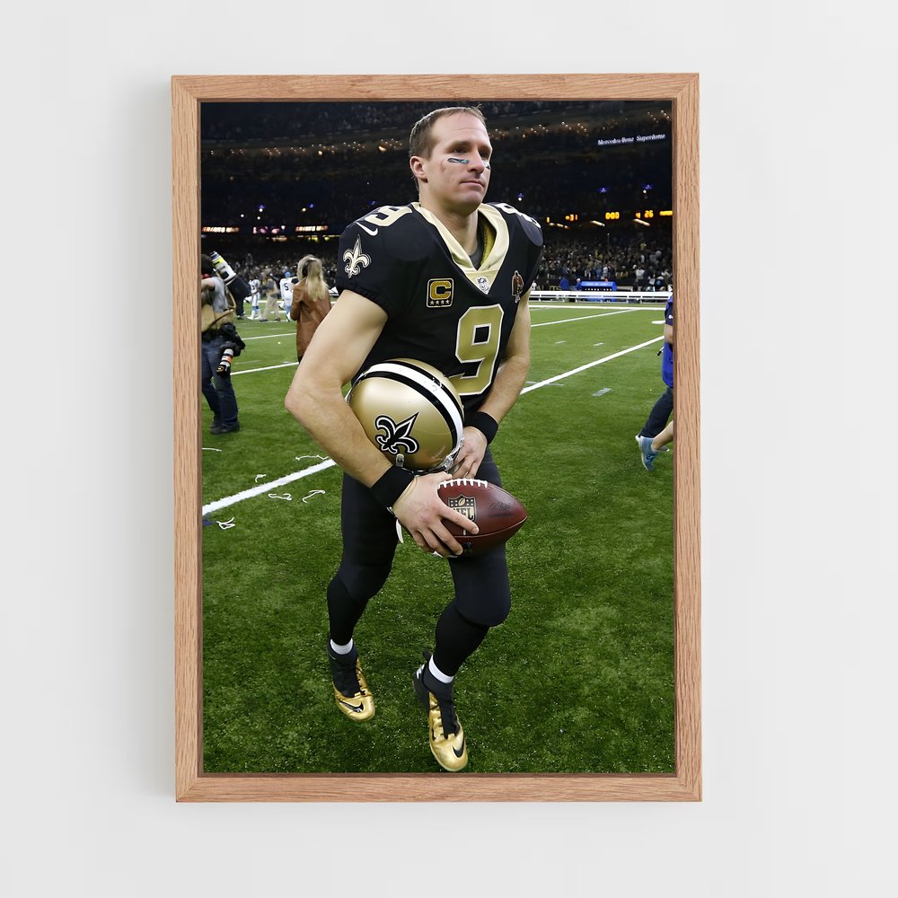 ap-drew brees-4 cadre Bois clair
