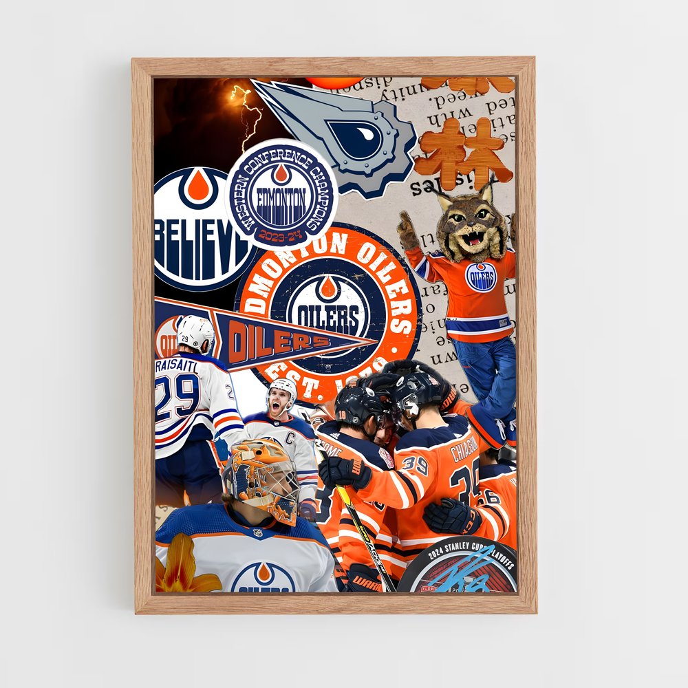 ap-edmonton oilers-3 cadre Bois clair