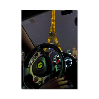 Poster Ferrari sous la Tour Eiffel