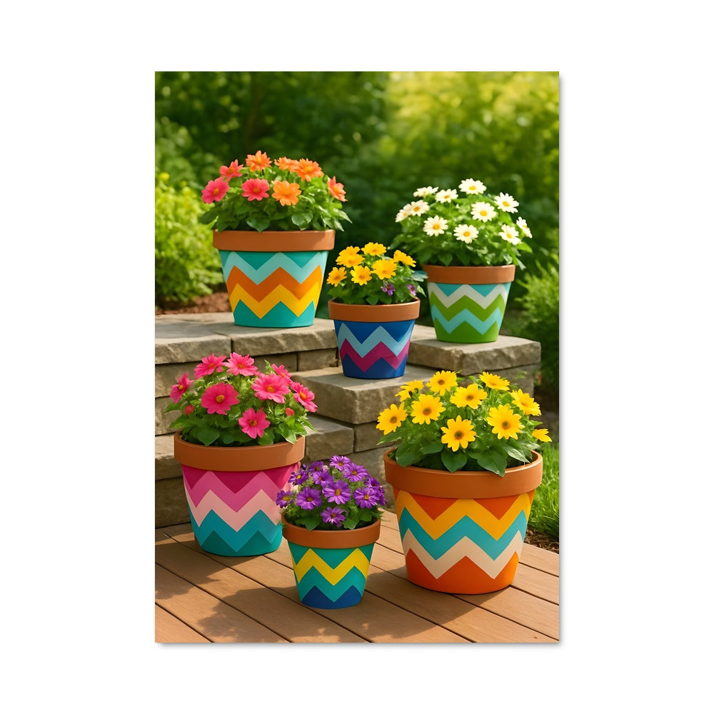 Poster Pots de Fleurs Colorés