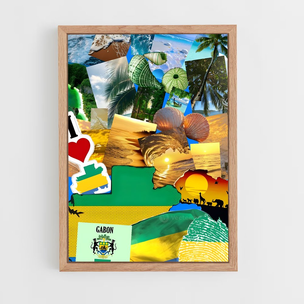 ap-gabon flag-1 cadre Bois clair